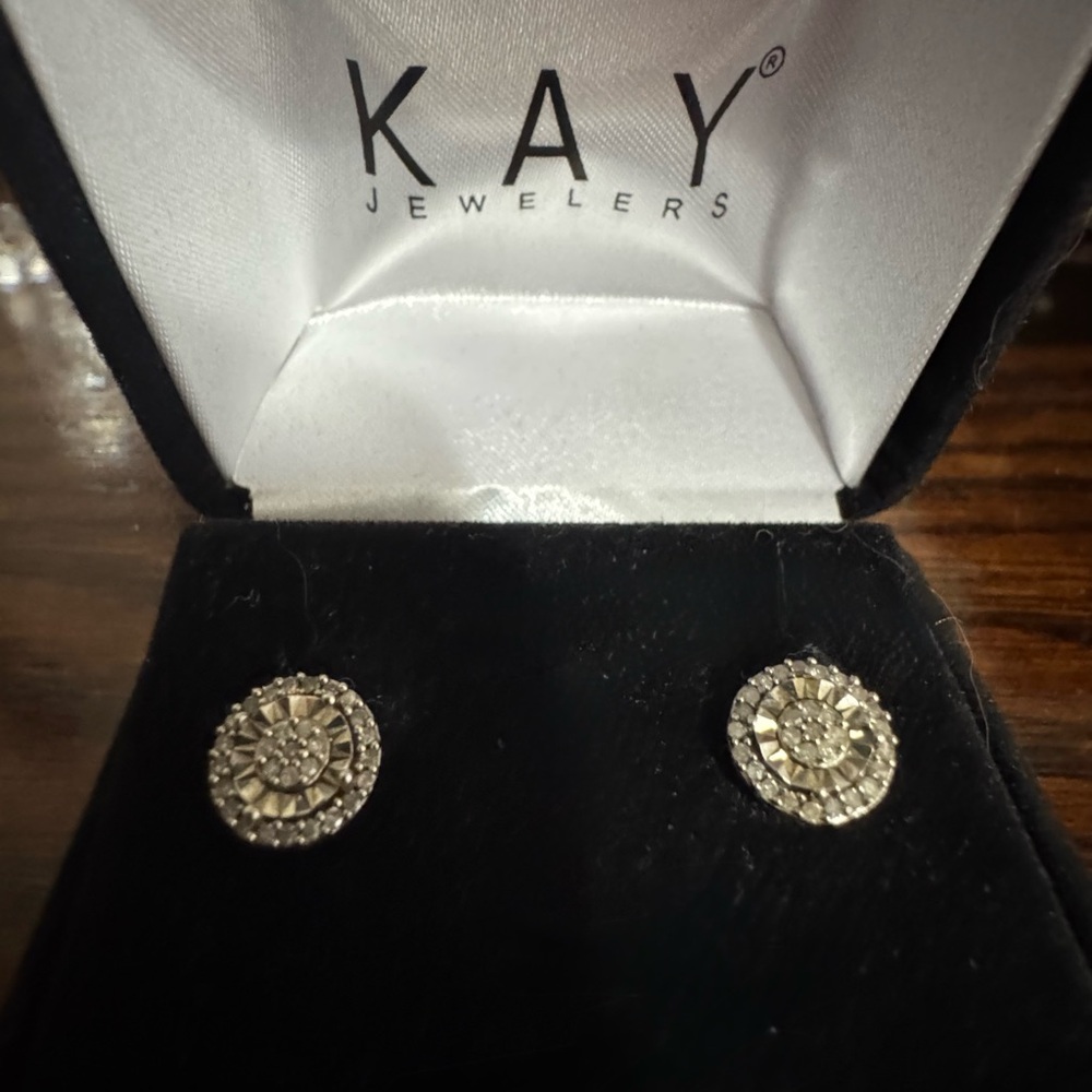 Kay Jewelers Silver Halo Stud Earrings